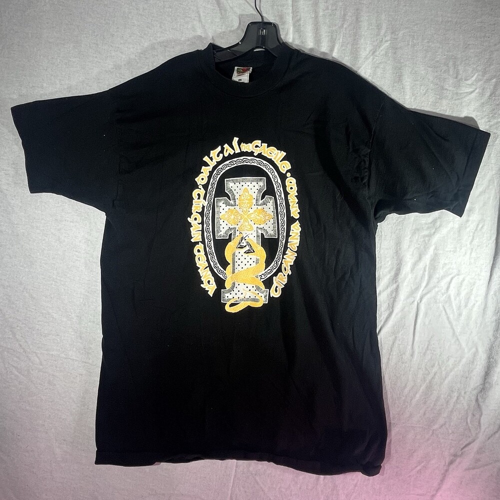 Vintage XXL 1990s Irish Gaelic Snake Fruit Of The Loom Tshirt Single Stitch NICE